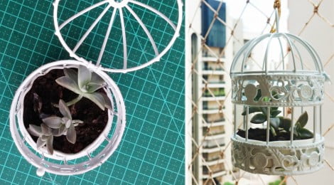 Gaiola na decoração - DIY - vaso para suculentas