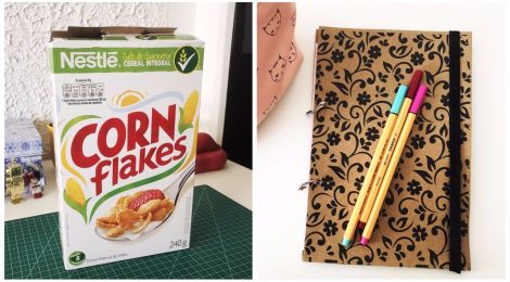 Como transformar uma caixa de cereal em agenda
