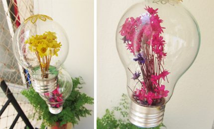Como abrir uma lâmpada e colocar flores