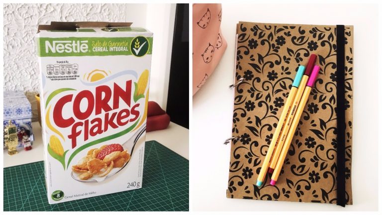 Como transformar uma caixa de cereal em agenda