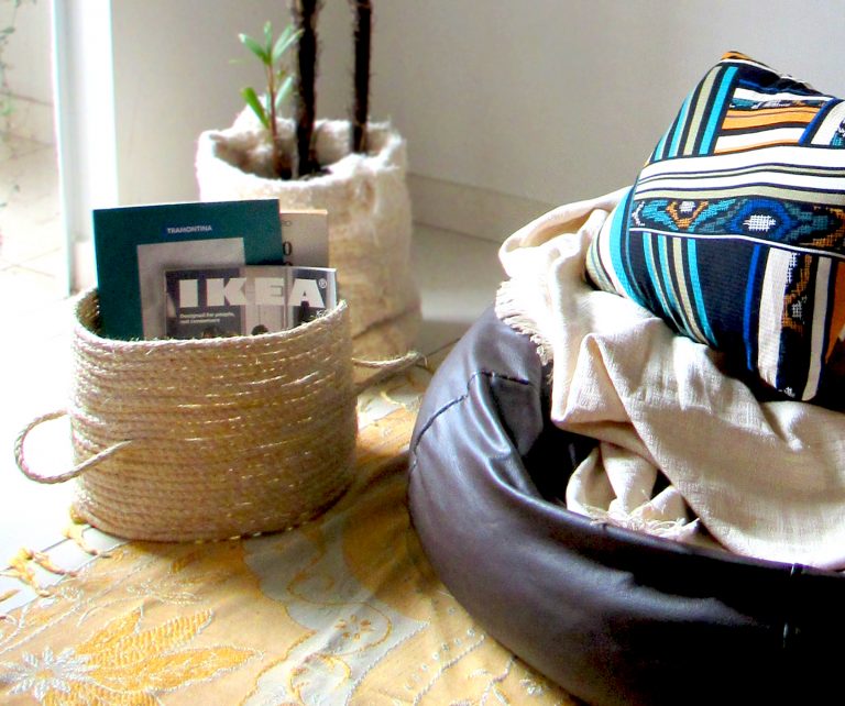 DIY cesto de sisal com cola quente