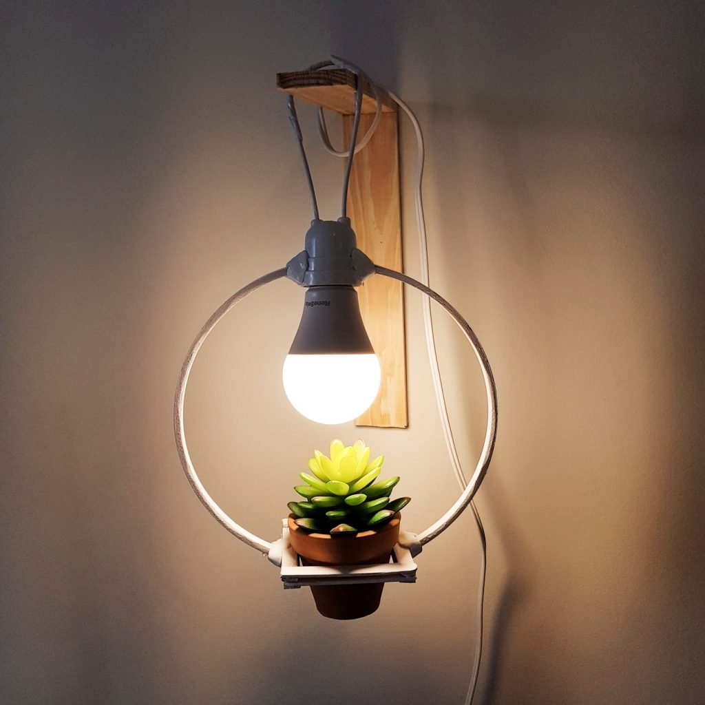 Luminária com planta DIY