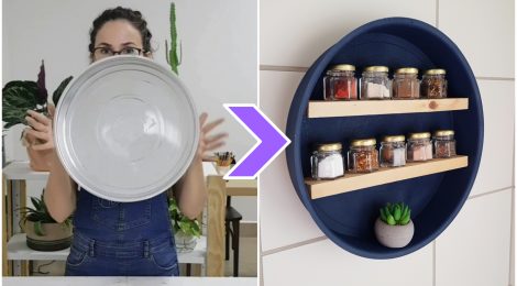 Porta-temperos feito com forma de bolo