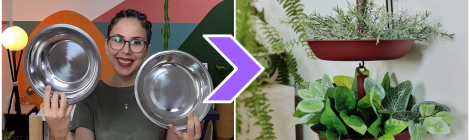 Suporte para planta feito com duas tigelas