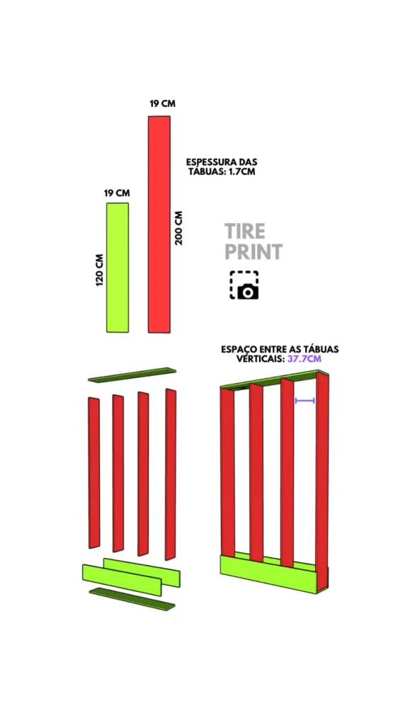 Medidas do projeto de divisória de ambientes.