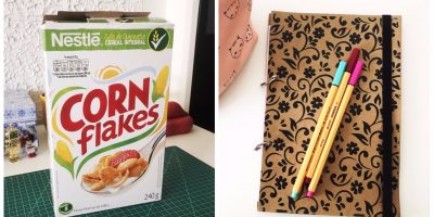 Como transformar uma caixa de cereal em agenda