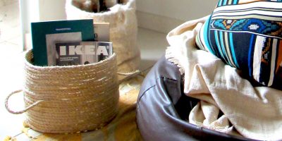 DIY cesto de sisal com cola quente