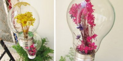 Como abrir uma lâmpada e colocar flores
