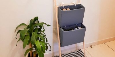 Sapateira com caixa de papelão – DIY