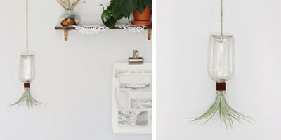 Vaso de pendurar feito de garrafa – DIY