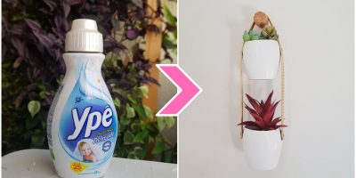 Vaso feito com embalagem de amaciante